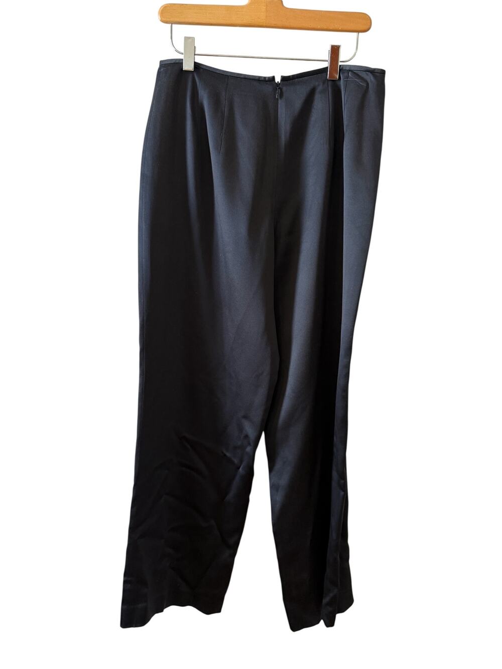 Talbots Wide Leg Silk Trousers Pants Black 10